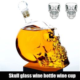 1000ML High-end Creative Skull Glass Whisky Vodka Wine Crystal Bottle Spirits Cups Transparent Wine Drinking Cups Bar Home 240113