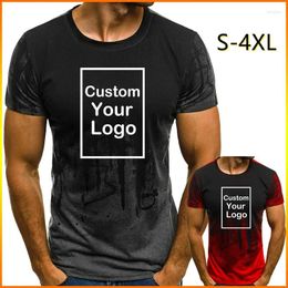 Men's T Shirts Customized Logo Summer Men Shirt Personality Slim Fit Cool Printed - Fashion Round Neck Casual Short Sleeves Male Tops