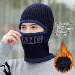Berets Thermal Beanie Hat Scarf Winter Warm Soft Knitted Fleece Thickened Balaclava Men Women