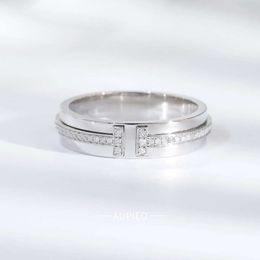 T Shape Ring Letter Initial Fashion Diamond Ring Solid White Gold Charm Brand Jewellery Wedding Gift