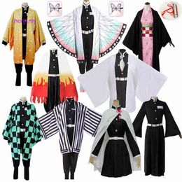 Anime Demon Slayer Kimetsu No Yaiba Zenitsu Giyu Tanjirou Kamado Nezuko Cosplay Women Kids Men Kimono Uniform Cosplay Come T2208132754