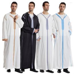 Ethnic Clothing Muslim Jubba Thobe Ramadan Robe White Kaftan For Men Saudi Arabia Turkey Islamic Abaya Male Casual Loose Hooded Dress