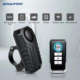 Locks Awapow Anti Theft Bicycle Alarm 113db Vibration Remote Control Waterproof Alarm with Fixed Clip Motorcycle Bike Safety System