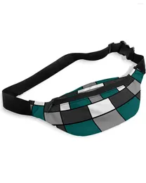 Waist Bags Geometry Blue Green Abstract For Women Man Travel Shoulder Crossbody Chest Waterproof Fanny Pack