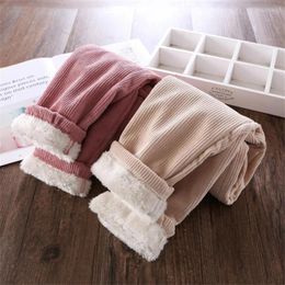 Trousers Winter Children Pants Girls Plus Velvet Thick Jeans High Waist Warm Kids 4 To 13Years Baby Clothes Pencil