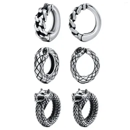 Backs Earrings Mprainbow Gothic Wolf Snake Clip For Men Rock Punk Stainless Steel Ear Gift To Son Boyfriend BFF Jewelry No Piercing