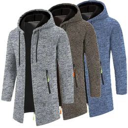 New Men Hooded Sweaters Autumn Warm Jacket Coats Oversize Sweatshirt Zipper Winter Solid Color Top Outdoor Brand Streetwear