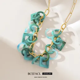 Pendant Necklaces BCEFACL 316L Stainless Steel Exaggerated Acrylic Geometric Necklace For Women Girl Street Trend Chain Jewelry Gift