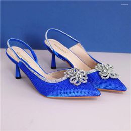 Dress Shoes Pointed Top Wedding Nigerian Party Pumps African Sandal Luxury Women Decorated With Metal