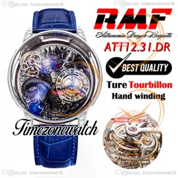 RMF AT112.31.DR Astronomia Tourbillon Mechanical Mens Watch Iced Out Paved Baguette Diamonds 3D Art Black Dragon Dial Leather Super Edition Timezonewatch A06a