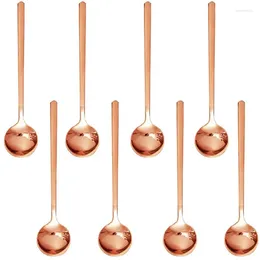 Spoons 8Pcs Rose Gold Plated Stainless Steel Espresso Mini Teaspoons Set For Coffee Sugar Dessert Cake Ice Cream Soup