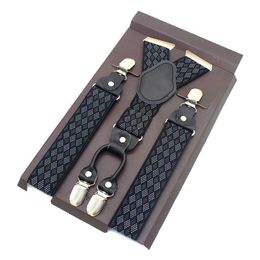 Suspenders Fashion Leather Alloy 4 Clips Braces Male Unisex Vintage Casual Suspensorio Trousers Strap Husband's Gift 230907