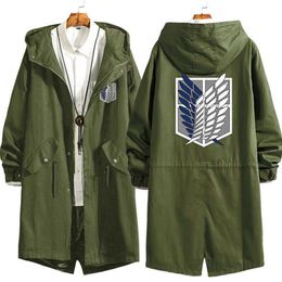 Attack on Titan Eren Levi Wind Trench Long Hoodie Jacket Shingeki No Kyojin Sasha Braus Ymir Armin Cosplay Wings of Liberty Y0903268P