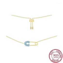 Pendant Necklaces Pin Necklace Female Personality Paper Clip S925 Sterling Silver Color Clavicle Chain Bracelet Niche Design1184E