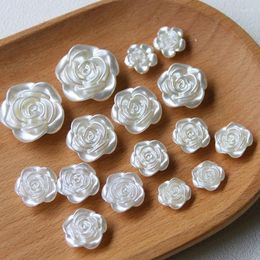 Decorative Figurines 10pcs Imitation Pearl Silver Rose Crafts Flatback Cabochon Decoration For Scrapbooking Cute DIY Accessories Hairpin