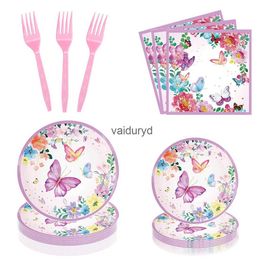 Disposable Dinnerware New Movie Butterfly Theme Birthday Party Decorations Baby Shower Events Decor Paper Plates Cups Napkins Tableclothsvaiduryd