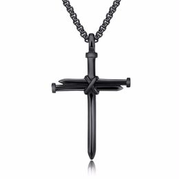 Designer Necklace Stainless Steel Men Women Cross Necklace Religious Gold Silver Black Nail Cross Pendant Necklace Jewellery Box Lin258E