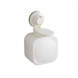 Liquid Soap Dispenser 9x16cm Bathroom Traceless Manual Box Wall Hanging White