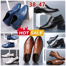 Model Formal Designer Dress Shoes Mens Black Blue Leather Shoes Pointed Toe party suit Men's Business designer Shoes 38-47