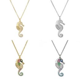 2020 New Arrival Lucky Necklace CZ Stone Colourful Seahorse Pendant Necklace For Women Men Drop Gift Jewelry2415