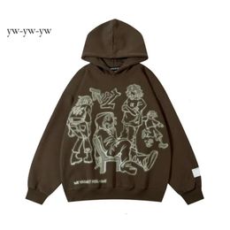 Men's Hoodies Sweatshirts Aelfric Eden Mens Y2k Cartoon Line Character Print Hoodie Harajuku Hip Hop Sweatshirt Pullover Hooded Streetwear Casual Tops 2423