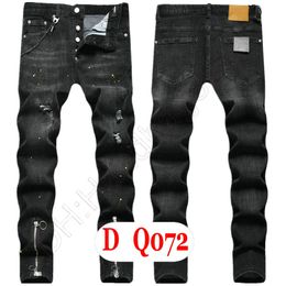 Mens Jeans Luxury Italy Designer Denim Jeans Men Embroidery Pants DQ2072 Fashion Wear-Holes splash-ink stamp Trousers Motorcycle riding Clothing US28-42/EU44-58