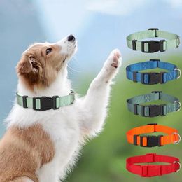 Dog Collars Dogs Collar Adjustable Chain Nylon For Walking Solid Colour Decorative Puppy Training Pet Accessories