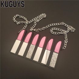 Large Lipstick Pendant Necklace for Women Mirror Acrylic Necklace Chains Fashion Jewelry Exaggerate Trendy Accessories259x