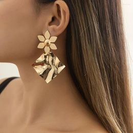 Dangle Earrings Fashion Jewellery Long Drop For Women Big Round Gold Colour Flower Earings Brincos Female