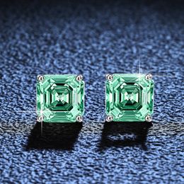 Allergic Free 925 Sterling Silver Earrings Pass Test 2.5CT Green Moissanite Earrings Studs for Men Women Gift