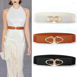 Belts ZLY 2024 Fashion Belt Women Luxury Alloy Golden Buckle PU Leather Material Dress Style Elegant Elastic Adjustable Waistband