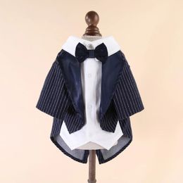 Gentleman Dog Clothes Wedding Suit Formal Shirt For Small Dogs Bowtie Tuxedo Pet Outfit Halloween Christmas Costume For Cats 240113