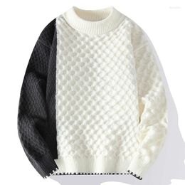 Men's Sweaters Contrast Wool Sweater Round Neck Pullover Autumn/Winter Casual Loose Knit Youthful Vitality Fashion