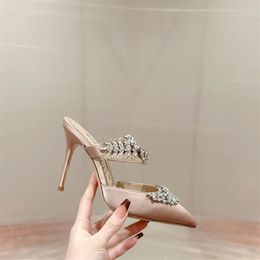 Designer sandals high heels branded shoes pointed professional women's shoes wedding shoes women's banquet shoes rhinestones luxury shoes tory pink red, blue