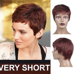 Synthetic Wigs Fashion Lady Short Straight Wig With Bangs 8 Colors Synthetic High Temperature Fiber Hair Wigs For Women Q240115