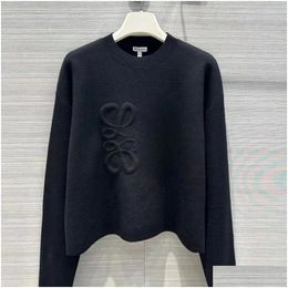 Womens Sweaters 23Ss New Sweater Autumn Trendy Long-Sleeved Top High-End Slim Plover Coat Designer Women White Thin Knit Drop Delivery Otp0T