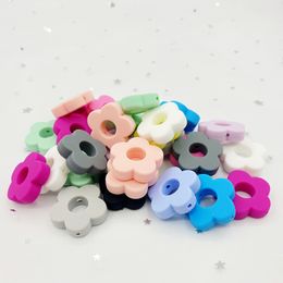 50pcs Flower Silicone beads Baby Teething nursing DIY Crafts teething chew Beads Clips Soother Chain Accessories babi Toys 240115