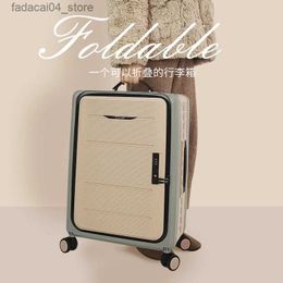 Suitcases 2022 Travel spinner luggage 20/24 inches girl folding rolling suitcase woman Fashion trolley case business password Boarding box Q240115