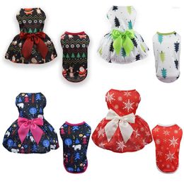 Dog Apparel Fashion Christmas Pet Clothes Bowknot Vest Dress Skirt Snowflake Santa Xmas Tree Printed Party Festival Cosplay Costume Gift