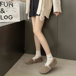 Women''s autumn and winter warm wear flat-bottomed lazy girl's cotton shoes 4987 240115