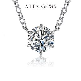 ATTAGEMS 925 Silver Necklace Pendant Round Cut 1.0ct D Colour White Pass Diamond Test for Women Elegant Necklace 240115