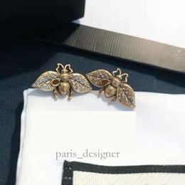 Classic Retro Diamond Inlaid Little Bee Fine Jewellery New Brass Ring Fashion Red Earrings 440 644 894