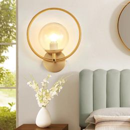 Wall Lamp Interior Sconce For Home Lighting Black Copper Indoor Glass Ball LED Lights Bedroom Beside