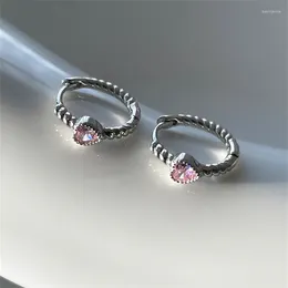 Hoop Earrings Fashion Silver Colour Zircon Heart Twist For Women Temperament Simple Gentle Accessories Girl Gift Eh136