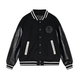 Modern Designer High-end Brand Classic Baseball Jacket Men's and Women's Jackets Exclusive Custom Fabric Splicing Leather Heavy Craft Design