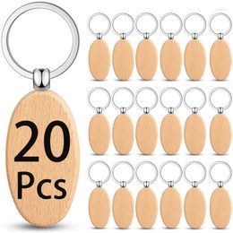 Keychains 20Pcs Blank Wooden Keychain Unfinished Key Tag For DIY Gift Crafts Wood Chain Blanks
