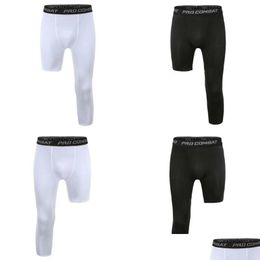 Men'S Pants Mens Pants Men One Leg Compression 3/4 Capri Tights Athletic Basketball Base Drop Delivery Apparel Men'S Clothing Dhtwq