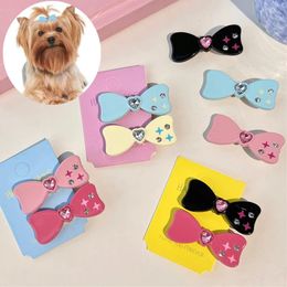Dog Apparel Pet Bow Hairpin Fashion Beauty Supplies Rhinestone Heart Cat Hair Clip Puppy Side Clips Pets Accessories