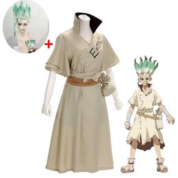 Anime Dr Stone Senku Ishigami Cosplay Costume Senku Adult White Male Full Set Halloween Christmas Carnival Party Costumes wig313O