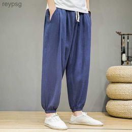 Men's Pants Men's Chinese style gauze cage cotton linen sports pants casual jogging street clothing summer 2023 YQ240115